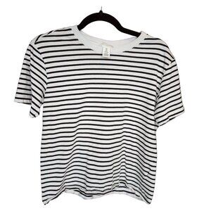 H&M Striped Black and White Short Sleeve Casual T Shirt Size Small